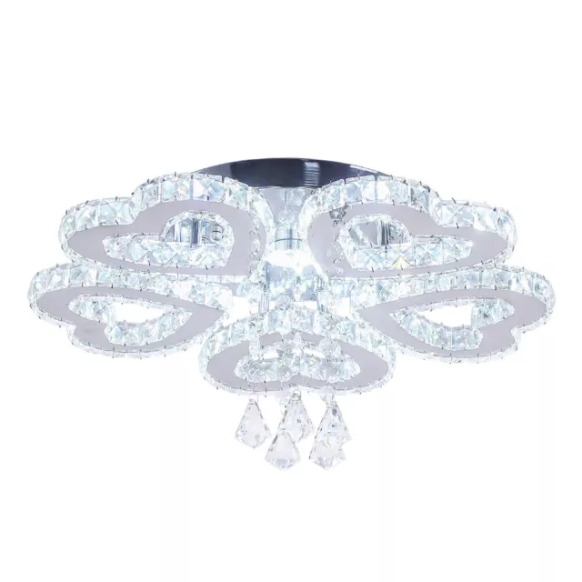 Modern LED Ceiling Light Crystal Chandelier Heart Rings Pendant Lamp for Bedroom