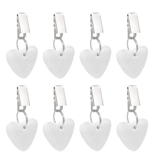 Lot De 6 Poids De Nappe En Marbre Avec Clips Métal - Anti-vent Pour Pique-nique, Jardin, Mariage - Blanc Ou Gris