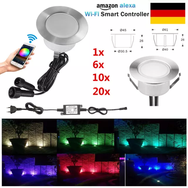 WIFI RGB/RGB+Warmweiß Boden Einbaustrahler LED Leuchte Außenlampe Minispot IP67