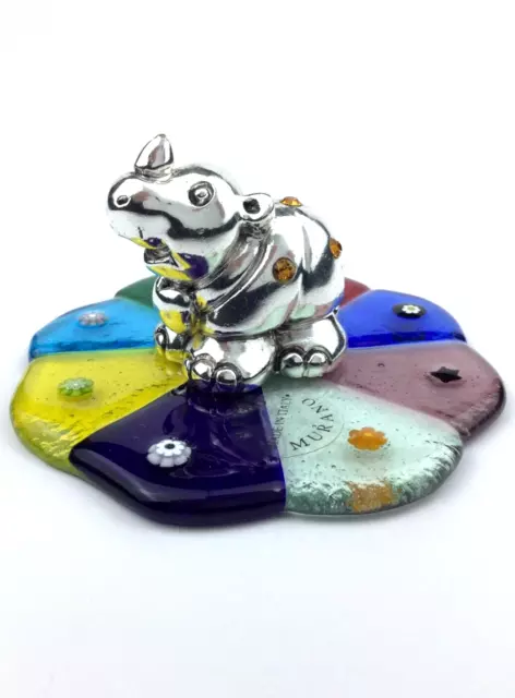 Nashorn aus harzbasiertem Muranoglas Handwerker Millefiori Made in Italy