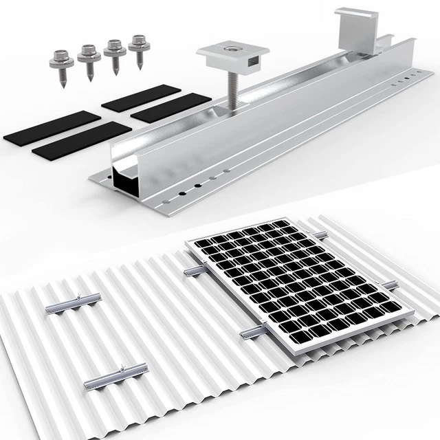Kit Supporto Pannello Solare Per Tetto In Mattoni Warmfay - Gancio E Binario Alluminio Per 1 Modulo 30-35mm