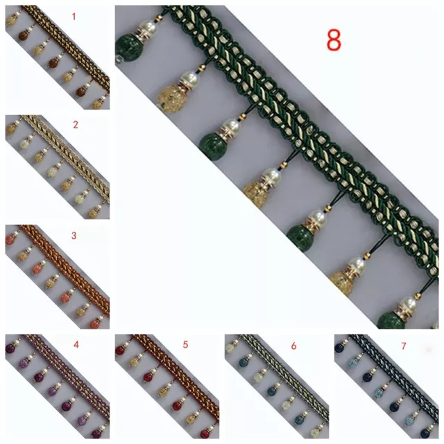 1M Crystal Beaded Curtain Tassel DIY Sewing Trim Fringe Ribbon Upholstery Decor