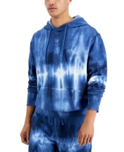 Sun + Stone Men's Shibori Hoodie Sweatshirt XL Blue