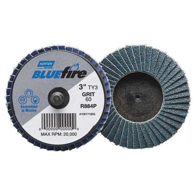 NORTON 77696090169 Flap Disc,Fine,Grit 120,TY 3,2in,Blfire