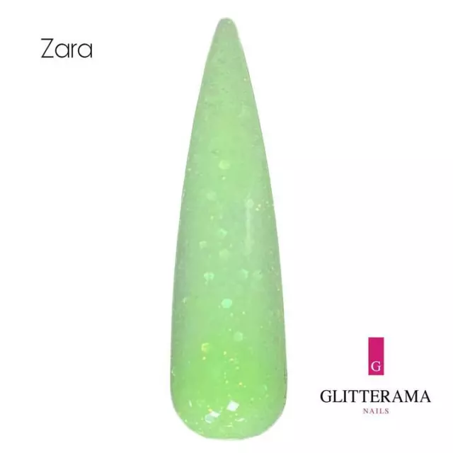 ZARA Glitter coloured acrylic powder Glitterama Nails green pastel bright spring