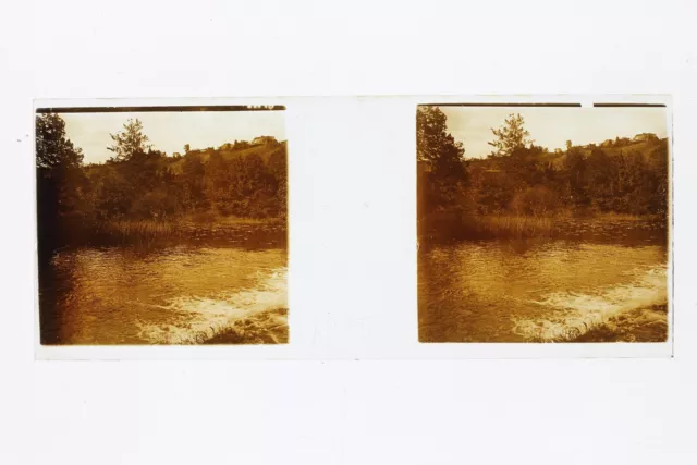 France Paysage Photo Stereo Plaque de verre Th4L7n14 Vintage