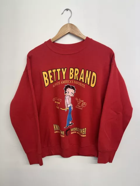 Vintage Betty Boop Crewneck Sweatshirt Medium Red 80s 90s Cartoon Rare