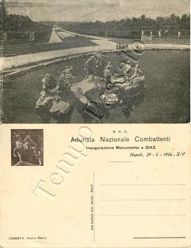 Cartolina di Caserta, monumento a Diaz - 1936