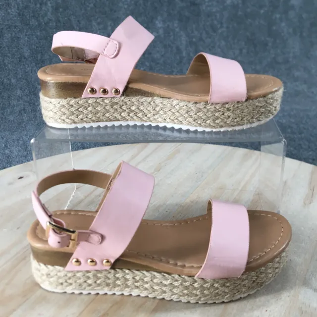 Adrienne Vittadini Girl Sandals Kids 2 Casual Platform Espadrille Slingback Pink
