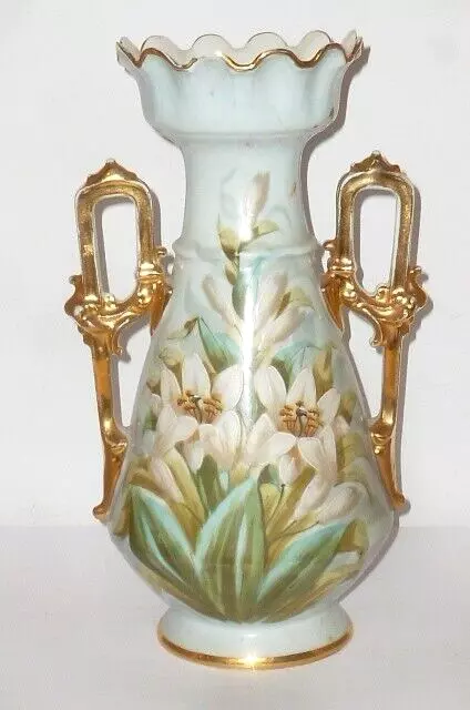 Alte Limoges 30cm große handgemalte Vase Jugendstil Vasen Porzellan Art Nouveau