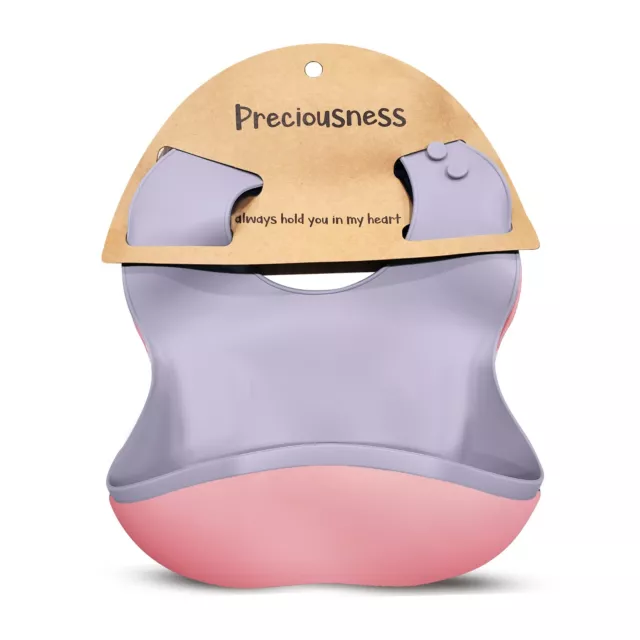 Preciousness™ Silicone Baby Feeding Bibs Adjustable Waterproof BPA Free 2-Pack