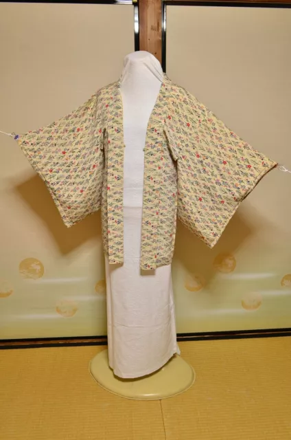 (with Flaws) Silk HAORI Women Japanese vintage Kimono Jacket /944