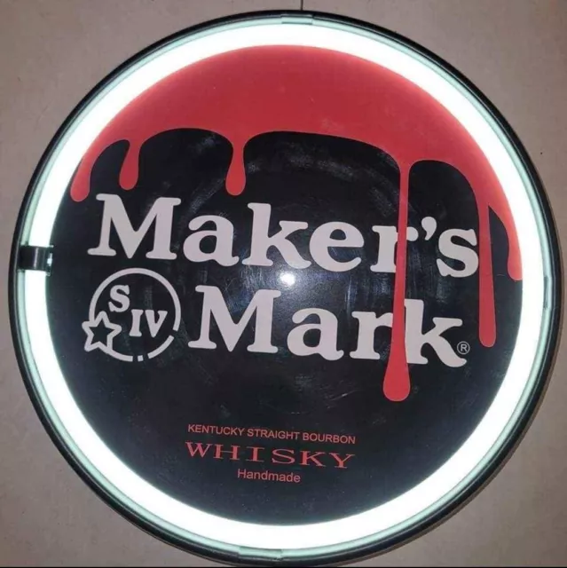 Makers Mark 12" Round sign Illuminated led man cave sign.