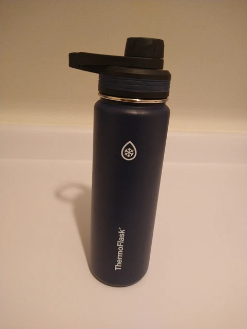 ThermoFlask Stainless Steel Vacuum Insulated Hot Cold Water Bottle 24 Oz dk Blue