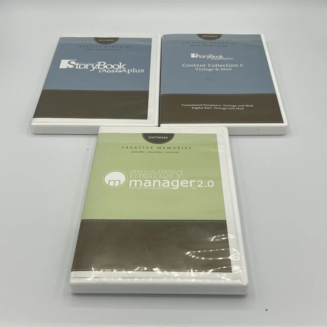 Lote de 3 Creative Memories Storybook Creator Contenido Digital + Creator Plus CDs