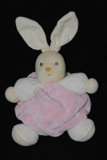 Peluche doudou lapin rose KALOO boule plume 24 cm  TBE