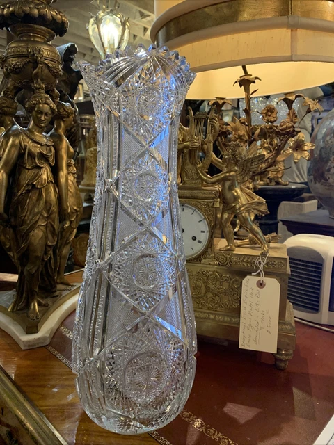 Huge AMERICAN BRILLIANT CUT GLASS  Vase, J. Hoare Acme Pattern ABP, CIRCA 1905