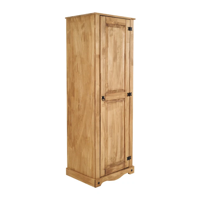 Corona 1 Door Single Wardrobe Solid Pine Wood Mexican Bedroom Furniture Storage