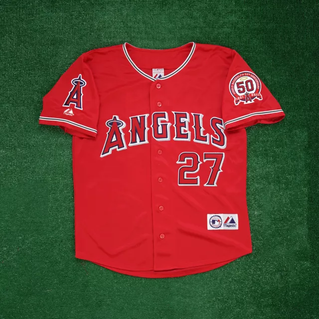 Mike Trout 2011 Los Angeles Angels Alternate Red w/ 50th Patch Men's Jersey