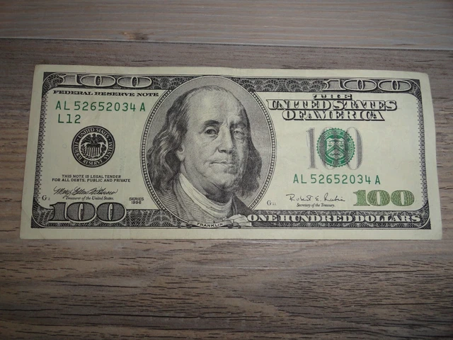 Vintage Series 1996 $100 Dollar Bill Federal Reserve Note