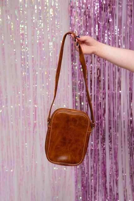 Borsa a tracolla vintage anni '60 marrone chiaro finta pelle vinile mod scooter unisex