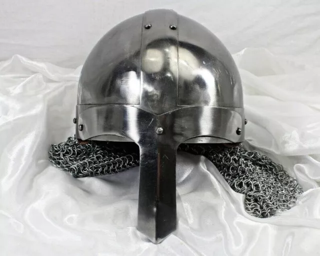 Medieval Steel Viking Nasal Helmet with Chainmail Hand-Forged helmet Greek Helme