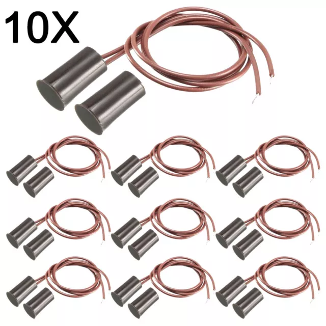10Pcs/set RC-33 NC Recessed Wired Door Contact Sensor Alarm Magnetic Reed Switch