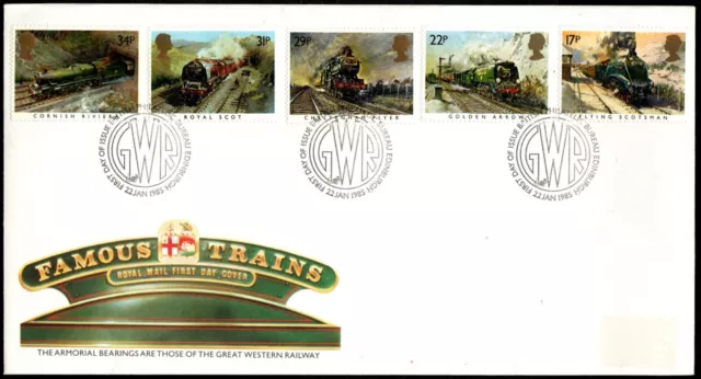 UK First Day Cover EDINBURGH Famous Trains GWR 22nd January 1985 Royal Mail