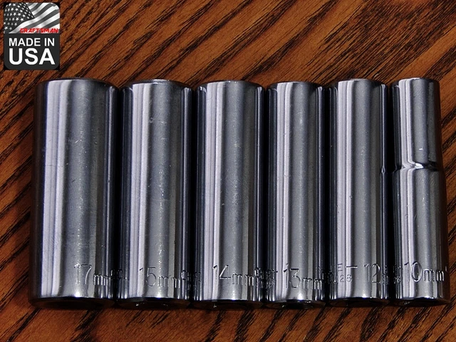 Never used Vintage Craftsman USA 3/8 Metric HARD TO FIND 6 PT EE deep socket set