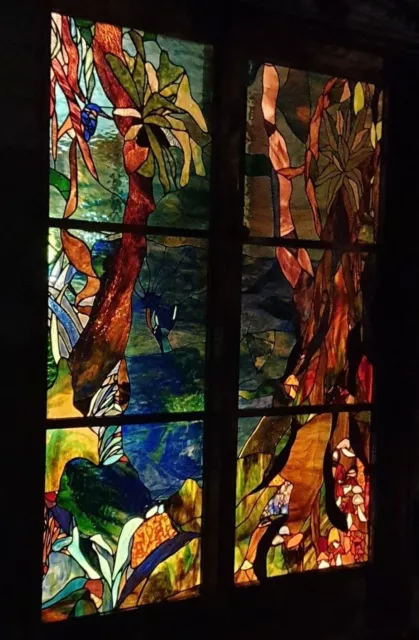 Australian KINGFISHERS in the RAINFOREST Entranceway Doors CUSTOM STAINED GLASS