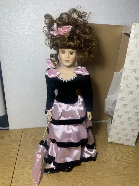 heritage signature collection porcelain doll in box and certificate black pink