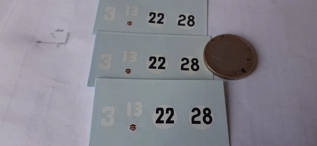 Décalcomanies (decals) Chiffres 1/43 - Pour F1 Anciens - Blanc Et Noir - Occasion