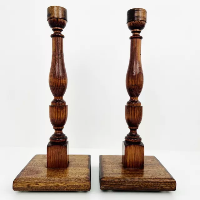 Wooden Candlesticks holders 14” Tall dark wood Mantel Table Décor Rustic home