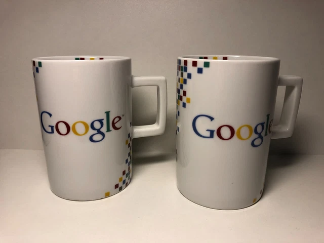 Google Tassen 2 Stück Kaffeebecher Becher Tee Pixel weiß bunt