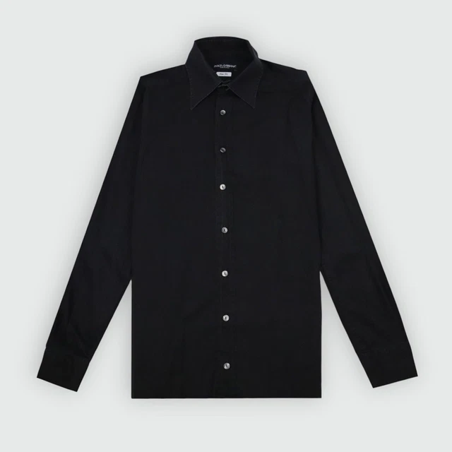 D&G Vintage Long Sleeve Shirt S Black Slim Fit Long Sleeve Formal Shirt