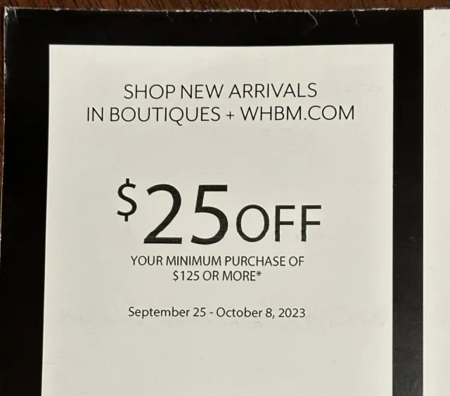 WHBM White House Black Market Coupon - $25 Off $125 - In Store & Online Exp 10/8