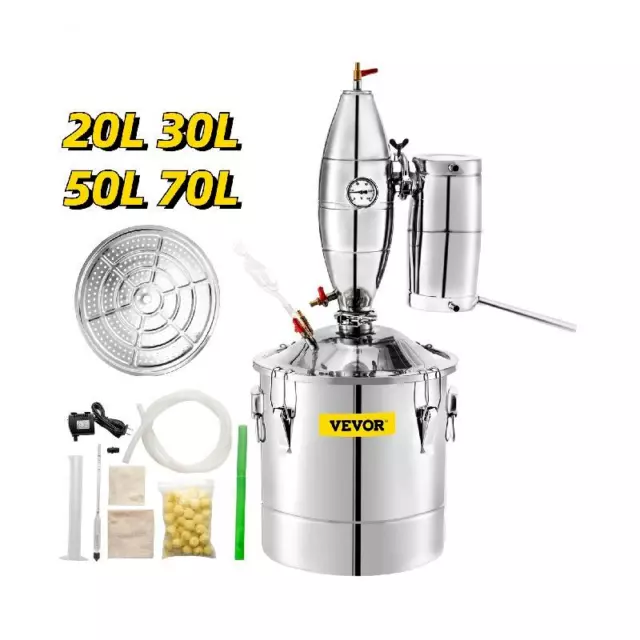 VEVOR Distillateur Alambic Condenseur Thermomètre Acier Inoxydable  20/30/50/70L