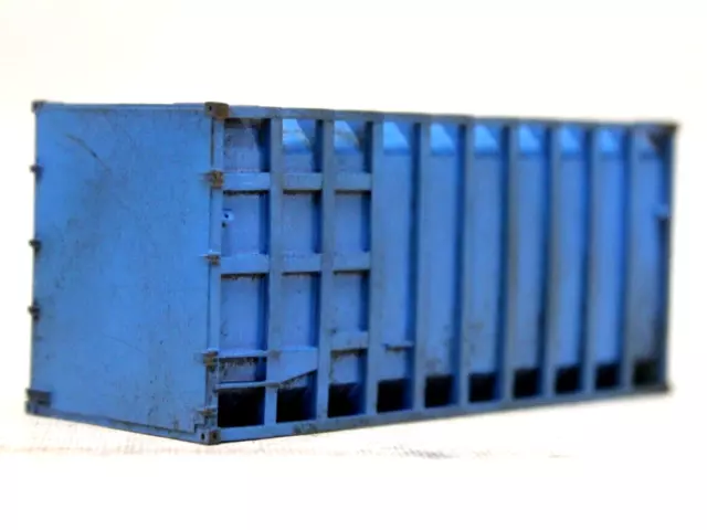 Waste Container Skip - Blue Weathered - Painted Model Rail Oo 1/76 - Pack Of 1