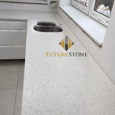 Blanc Miroir Fleck Quartz Cuisine manchontoutes les couleurs disponibles!échantillon 