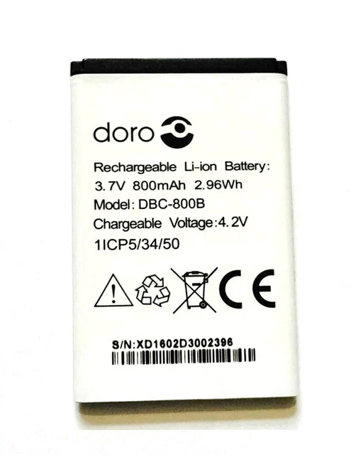 Batteria Di Ricambio Li-ion 800mAh Per Doro - Modelli DBC-800A, DBC-800B, DBC-800D, DBP-800B - Compatibile Con PhoneEasy 500/506/508/509/510/515 - 2