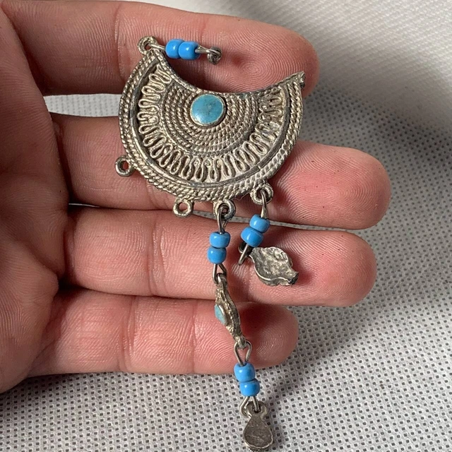 Rare Viking Legacy: Silver Ancient Amulet Necklace With Adorned Blue Stone
