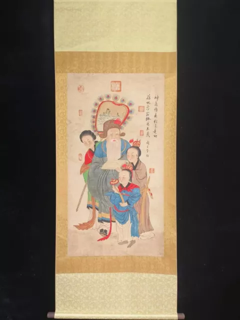 Old Chinese Antique Tang Dynasty  Hand Painting Scroll immortal By Yan Liben 閻立本