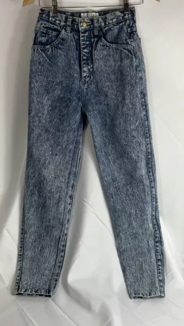 Stefano Acid Wash High Rise Mom Blue Jeans Ankle Zip Women’s Size 8 -24 X 26”