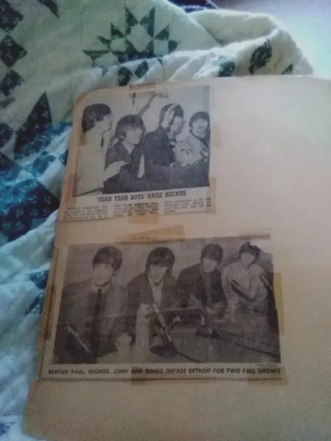 Beatles newspaper articles1964 scrapbook page original