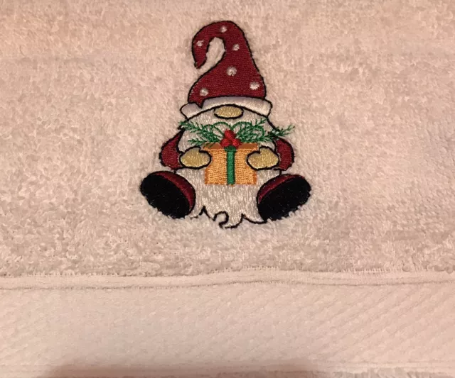 Hand Towel With Embroidered Christmas Gonk/ Gnome Emblem