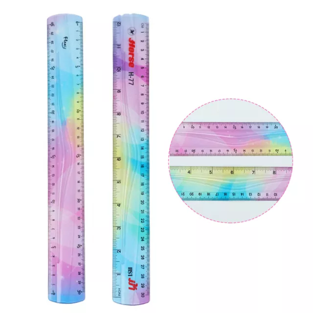 30cm Flexible Ruler Colourful Drafting Supplies Plastic Inch Metric Soft