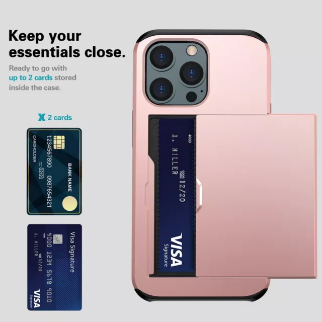 PC Handyhülle für iPhone 14 13 12 Pro Max Tasche Hard Cover mit Kartenfach Case