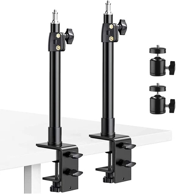 Soporte de montaje de escritorio, paquete de 2 cámaras réflex digitales montaje de escritorio abrazadera C soporte de luz, 13,7" ~23,2