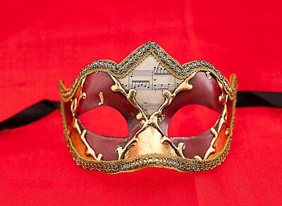 Mask from Venice Colombine IN Tip Musica Red And Golden For Fancy Dress 696