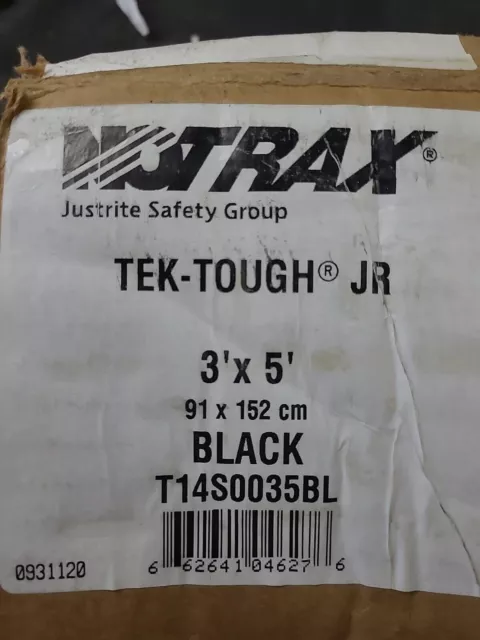 Justrite Tek-Tough Jr-T14S0035BL-BLACK Anti-Faitgue Mat-1/2" x 3' W x 5' L